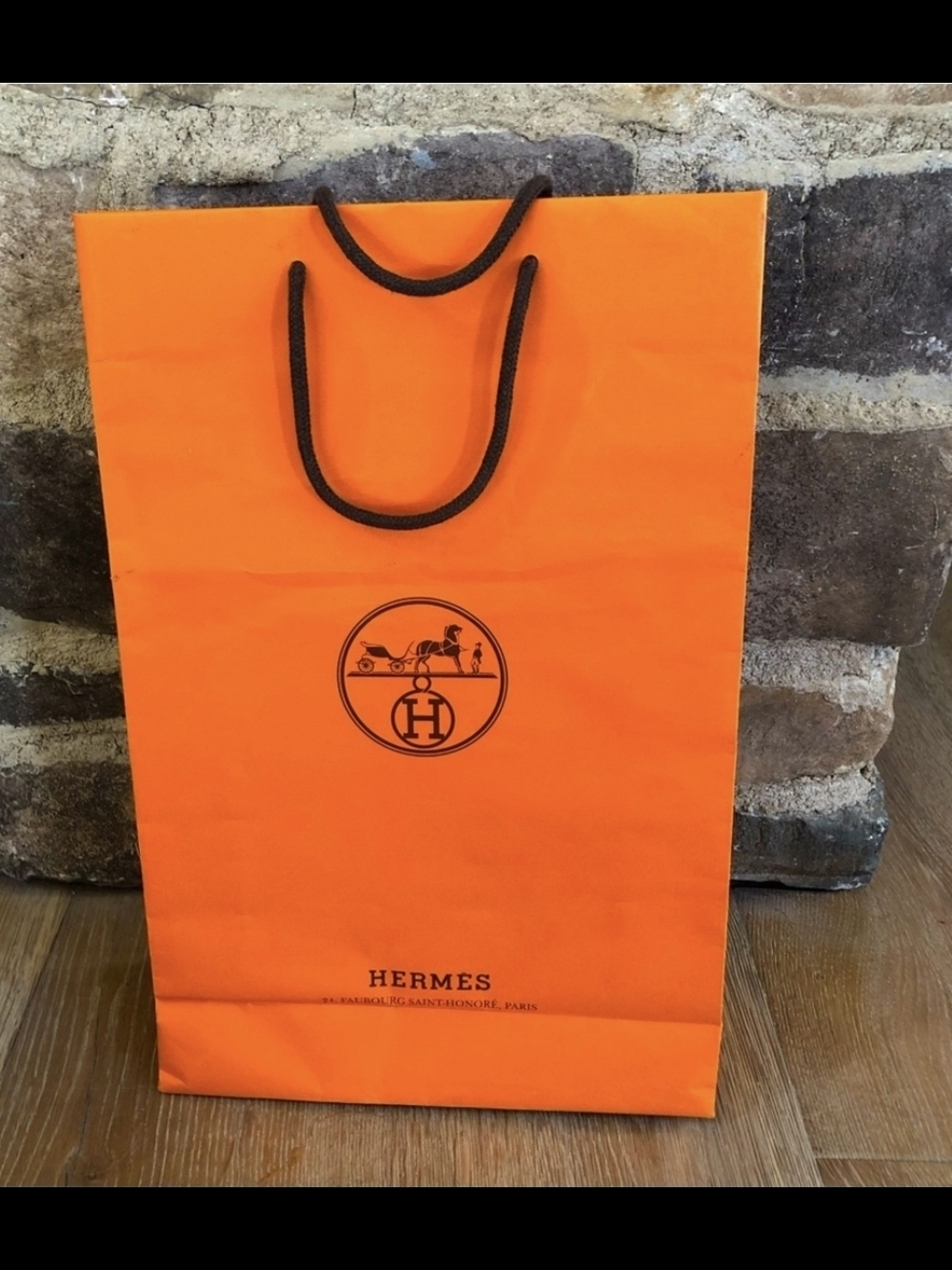 Hermes 2pcs 🍊Orange Paper Shopping Bag W/ Hermes Ribbon Sets